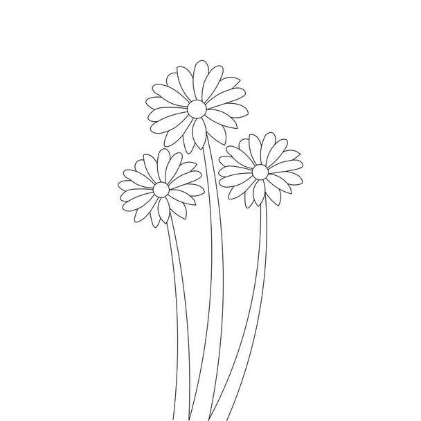flor para colorear elemento de página del libro con diseño de ilustración gráfica - Vector, imagen