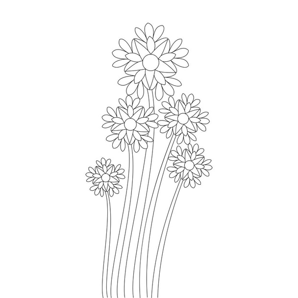 illustration of natural flower coloring page line drawing for kids art - ベクター画像