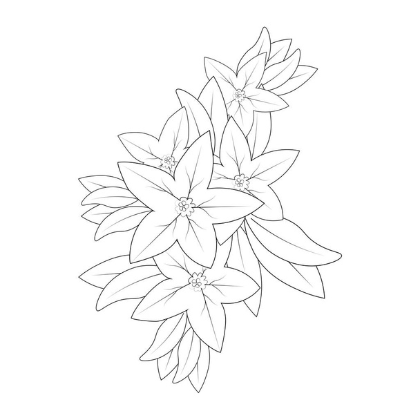 bell flower drawing coloring page of doodle style print graphic element - Vector, afbeelding