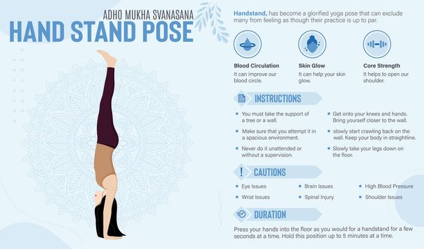 HandStand Pose Guide and benefits: Yoga poses vector illustration - Vector, Image