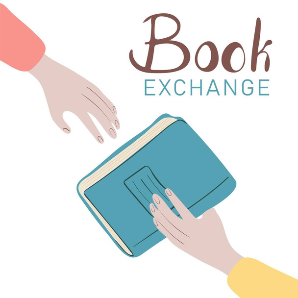Books swap, exchange or crossing. Reading party, school literature event - Vector, afbeelding