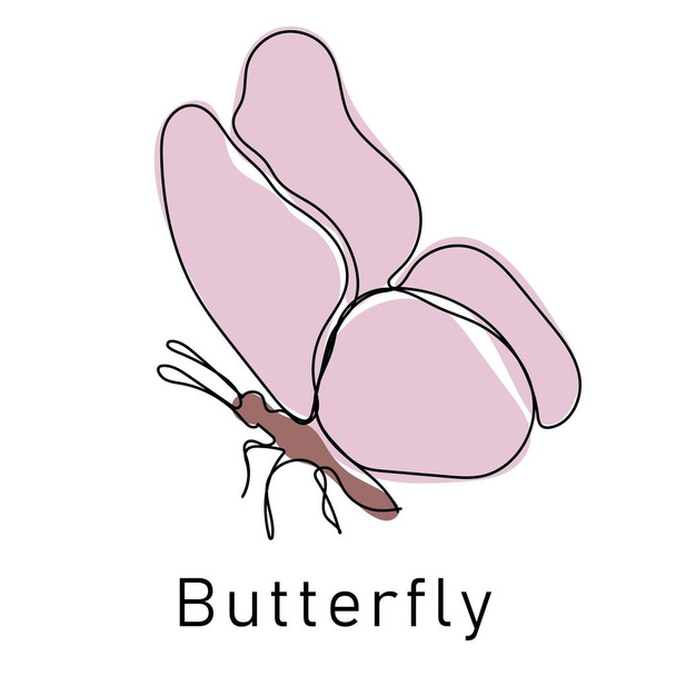 Schmetterling durchgehende Linie Zeichenelement isoliert auf weißem Hintergrund für Logo oder dekoratives Element - Vektor, Bild