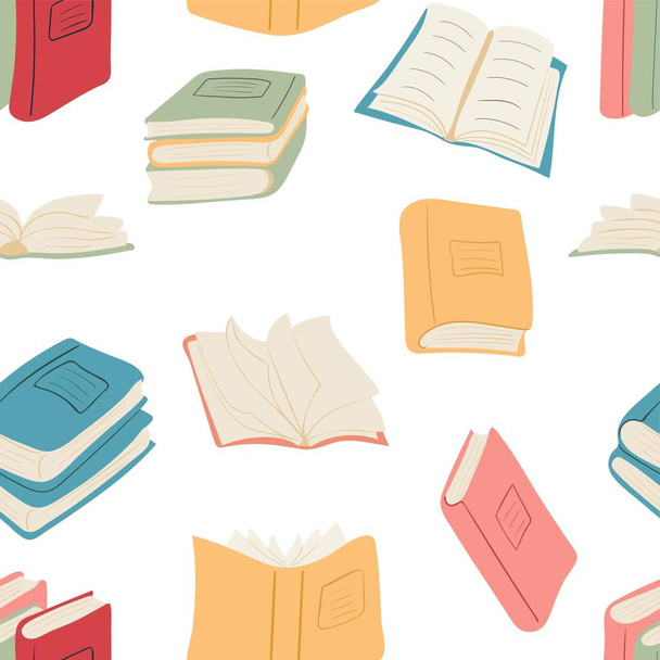 Seamless pattern of colorful books. Education and reading concept - Vecteur, image