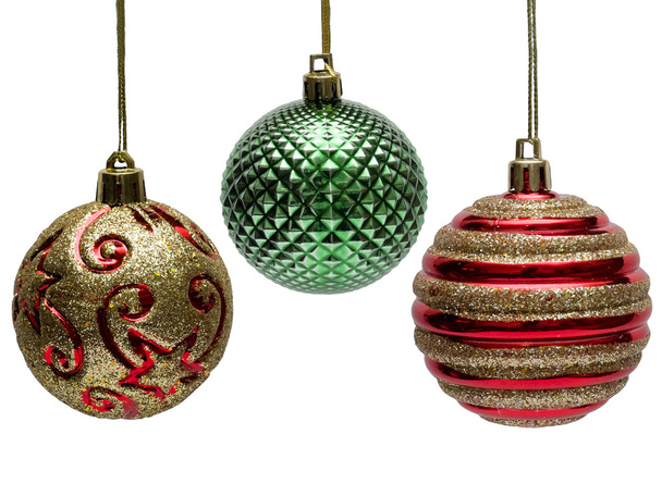 3 つの着色されたクリスマス ボール. - 写真・画像