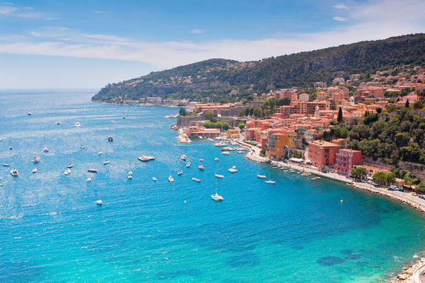 Vista panorâmica de Villefranche-sur-mer, French Riviera, França - Foto, Imagem