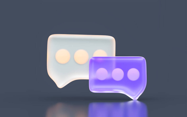 знак сообщения минималистичный взгляд на темный фон 3d рендеринг концепции для общения в чате - Фото, изображение