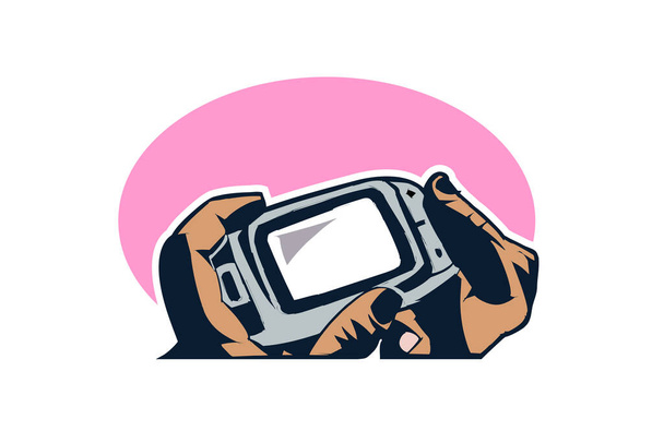 Смартфон или мобильный телефон простой символ, наклейка, логотип, иконка векторного дизайна. векторная иллюстрация концепции ретро-мобильного телефона - Вектор,изображение