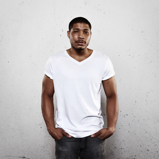 Young man wearing white blank t-shirt - Photo, Image