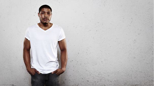 Portrait of a young man wearing white t-shirt - Photo, image