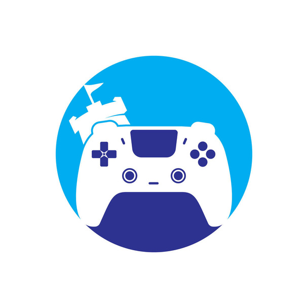 Game king vector logo ontwerp. Spel console en fort pictogram vector ontwerp. - Vector, afbeelding