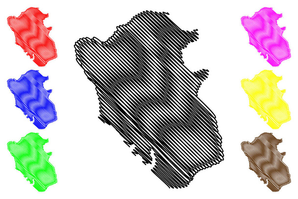 Mombasa ostrov (Keňská republika) mapa vektorová ilustrace, čmáranice Mombasa mapa - Vektor, obrázek
