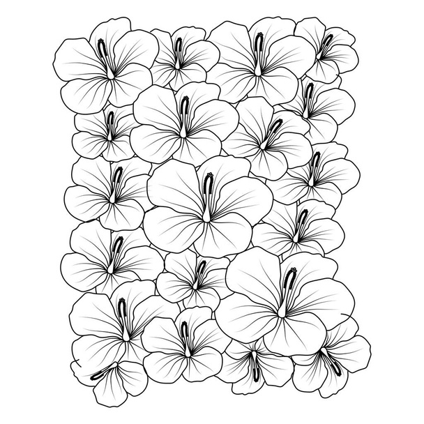 Хібіскус квітка лінія мистецтва малюнок чорний штрих Векторні ілюстрації ескіз на білому тлі
 - Вектор, зображення