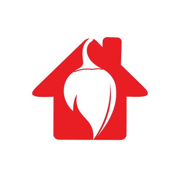 Chili huis vector logo ontwerp. Warm voedsel logo concept vector. Hot chili pictogram symbool. - Vector, afbeelding