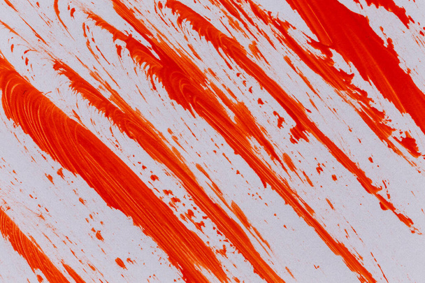acrylic orange red paint texture background hand made brush on paper - Foto, afbeelding