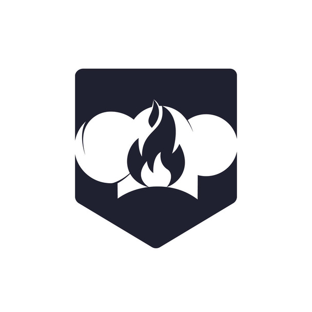 Hot chef hat vector logo design template. Chef hat and fire icon logo. - Vettoriali, immagini