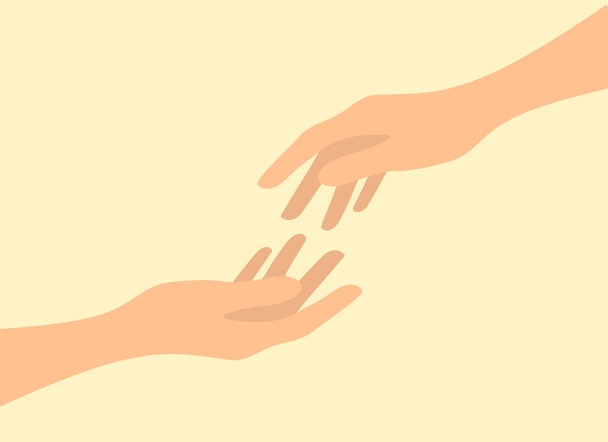 Дві руки прямують одна до одної. Підтримка та допомога концепції рук. Векторні ілюстрації
 - Вектор, зображення