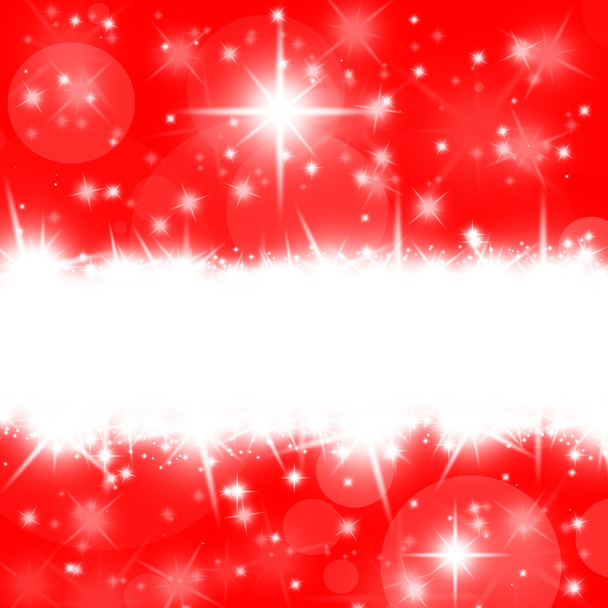 christmas red card with bright stars and snowflakes - Photo, Image