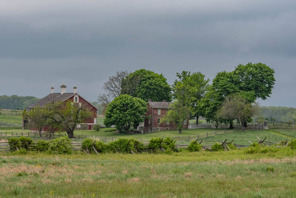 Rainy Spring Day at the Codori Farm, Gettysburg National Military Park, Pennsylvania, USA - Photo, Image