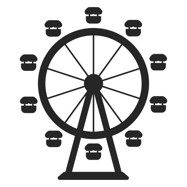 Grande roue pour une promenade dans un parc d'attractions ou un parc d'attractions comme une simple icône vectorielle silhouette - Vecteur, image