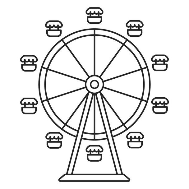Ferris wheel for a fair or amusement park ride as a simple outline vector icon - Vektör, Görsel