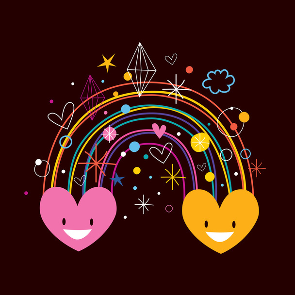 Rainbow hearts - Вектор,изображение