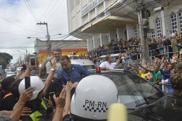 Brazilian President Jair Bolsonaro participates in the 'March with Jesus for Freedom' in the city of Natal. July 16, 2022, Natal, Rio Grande do Norte, Brazil - Photo, image