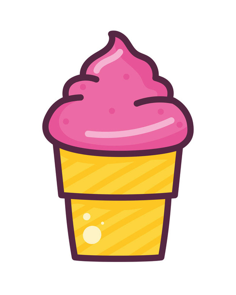 sweet pink ice cream icon - Vektor, kép