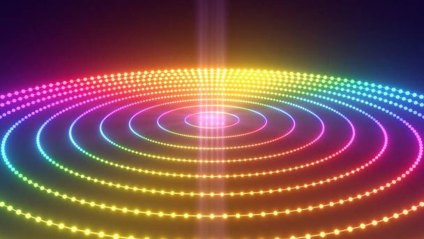 Abstract Rotating Rainbow Spectrum Rings Glowing Future Neon Lights - Abstract Background Texture - Foto, imagen