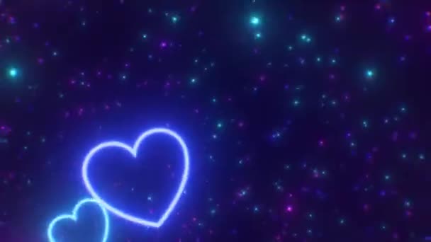 Vlieg door roze blauw Snelle neon Glow Light Speed Heart Shaped Tunnel - 4K naadloze VJ Loop Motion Achtergrond Animatie - Video