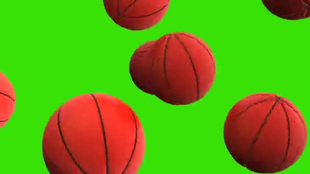 3d cartoon basketballs on green screen background animation.  - 映像、動画