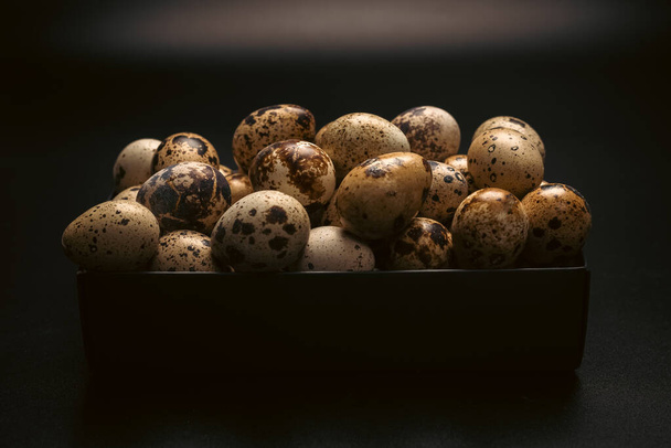 Group of quail eggs as a background. Raw eggs. - Fotoğraf, Görsel