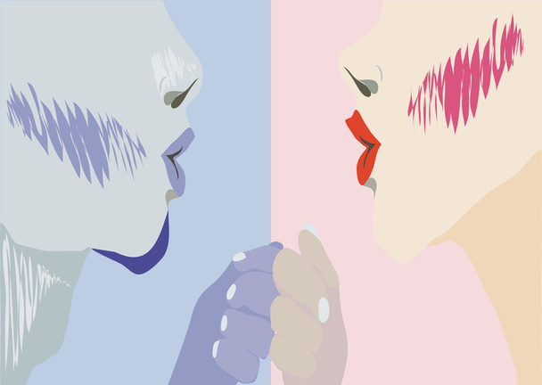 pink and blue couple. - Vector, Image