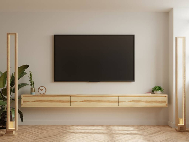 TV room and modern living room on white wall background.3d rendering - Φωτογραφία, εικόνα
