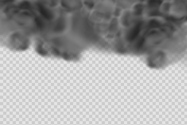 Realistic vector isolated on transparent background. Dust cloud with dirt,cigarette smoke, smog and soil.Concept house cleaning, air pollution,big explosion,desert sandstorm. - Vektor, Bild