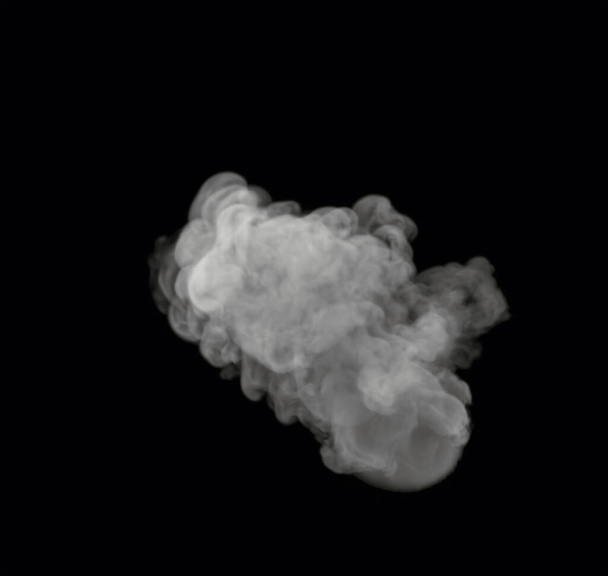 Top View of Wispy and Swirly White Smoke cloud with a black background - 写真・画像