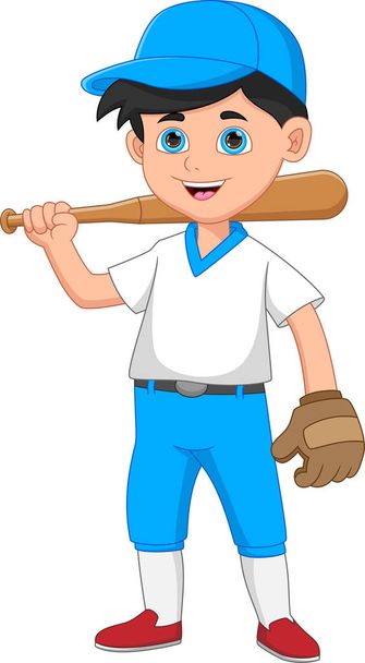 joueur de baseball garçon dessin animé sur fond blanc - Vecteur, image