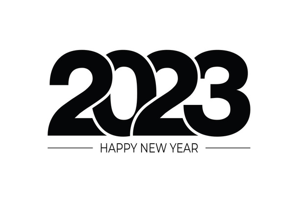 Feliz Año Nuevo 2023 diseño de texto. para plantilla de diseño de folleto, tarjeta, banner. Ilustración vectorial. Aislado sobre fondo blanco. - Vector, imagen