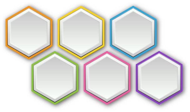 Векторний фон паперових круглих нот. 6 барвистих ілюстрацій шестикутного білого паперу
 - Вектор, зображення