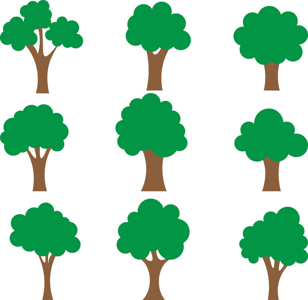Коллекция иллюстраций деревьев. Может быть использован для иллюстрации любой темы природного образа жизни. vecto - Вектор,изображение