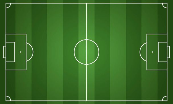 Abstract realistic vector background of football field in green color with linear white line markings. - Vektor, Bild