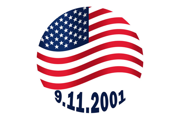 День Патріота. День пам'яті. Прапор Америки з датою 9.10.2001 на білому тлі. - Фото, зображення