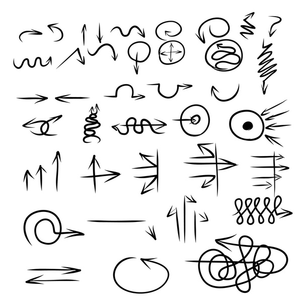 Hand tekenen van vele stijlen van pijl - Vector, afbeelding