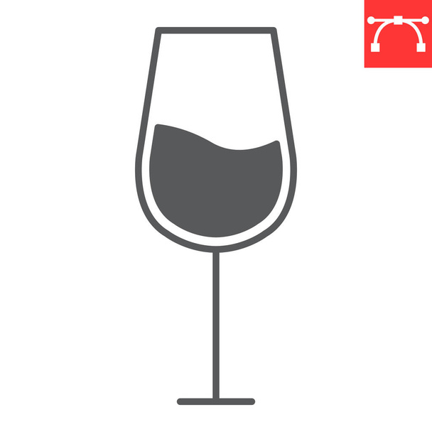 Icono de glifo de copa de vino, bebida y alcohol, icono de vector de copa de vino, gráficos vectoriales, signo sólido de carrera editable, eps 10. - Vector, imagen