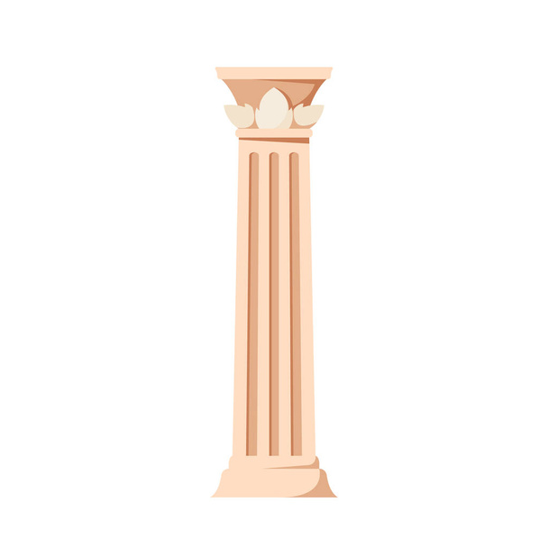 Antique Pillar Grooves Ornament, Isolated Facade Design Element On White Background. Ancient Classic Stone Column Of Roman Or Greece Architecture Interior Object. Cartoon Vector Illustration - Διάνυσμα, εικόνα