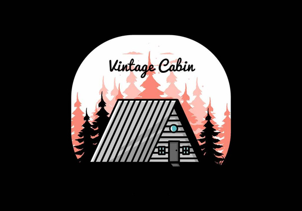 Illustration d'une cabane vintage en bois - Vecteur, image