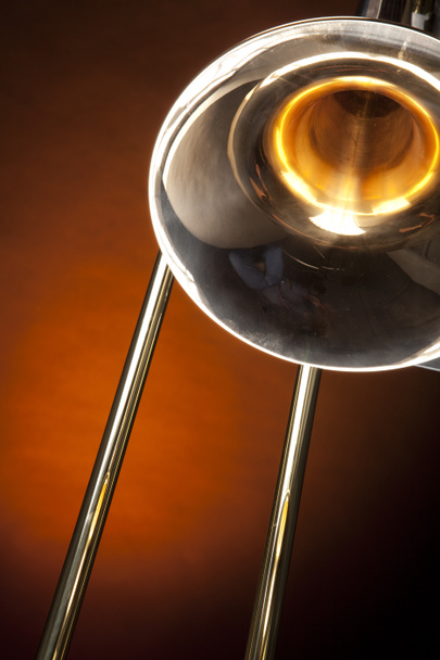 Trombone Isolated on Gold - Photo, Image
