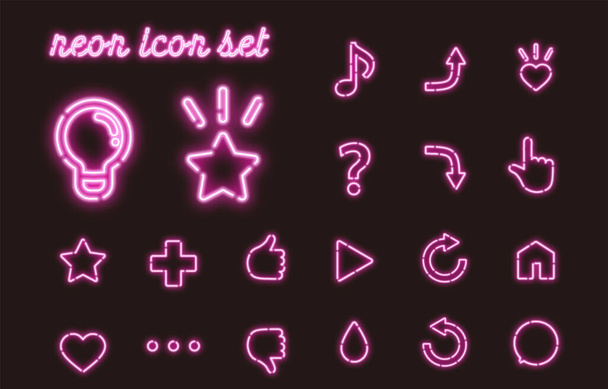 Neon-style emotional expression symbol icon set - 写真・画像