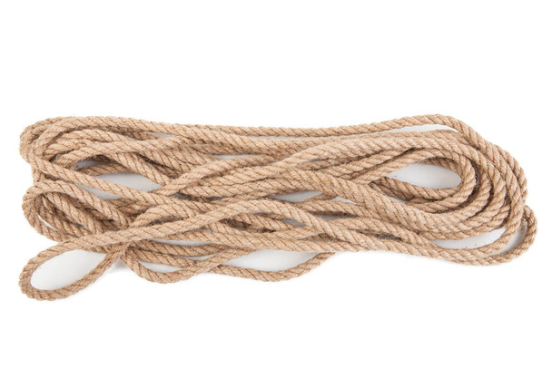 Natural fiber rope on a white background. - Photo, Image