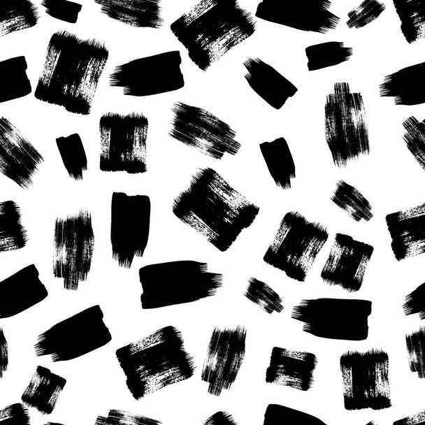 Patrón sin costuras con mancha de garabatos dibujados a mano oscura sobre fondo blanco. Textura grunge abstracta. Ilustración vectorial - Vector, Imagen