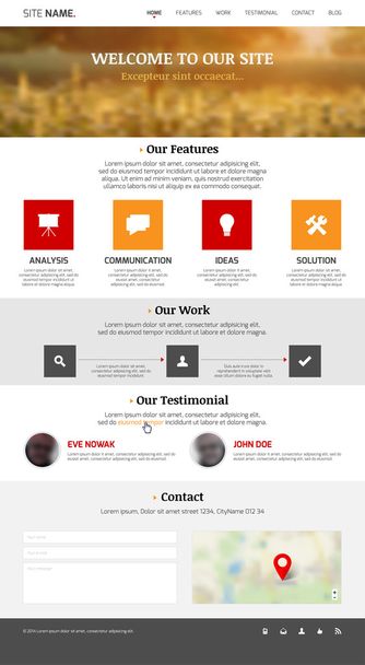 Website template in modern single long-page design - Vector, Image
